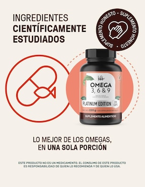 Omg 3: omega 3 con mix de aceites + epa + dha + omega 6 + omega 9 Life360+ con aceite de salmón, aceite de anchoa y aceite de mackerel de 220 cápsulas