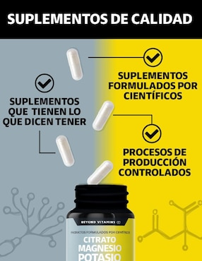 Suplemento Alimenticio Beyond Vitamins con citrato de magnesio sabor natural de 180 cápsulas