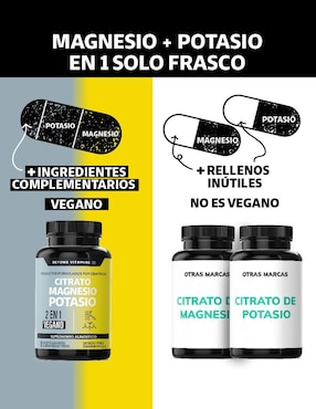 Suplemento Alimenticio Beyond Vitamins con citrato de magnesio sabor natural de 180 cápsulas