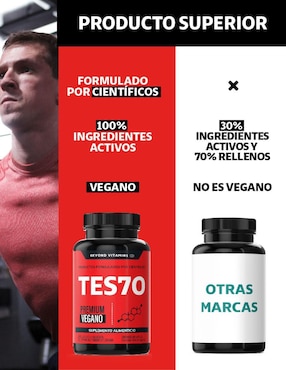 TESTO Premium Vegano Beyond Vitamins con fenogreco, maca, l arginina, zinc, vitamina D3, ácido aspártico, l-citrulina y creatina monohidratada de 180 cápsulas