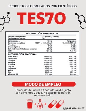 TESTO Premium Vegano Beyond Vitamins con fenogreco, maca, l arginina, zinc, vitamina D3, ácido aspártico, l-citrulina y creatina monohidratada de 180 cápsulas