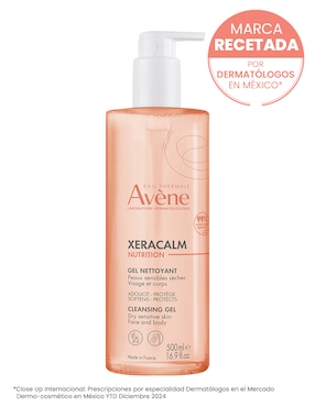 Limpiador facial Xeracalm nutrition gel limpiador higiene suave para piel seca y sensible rostro y cuerpo 500 ml Avène para calmar la piel