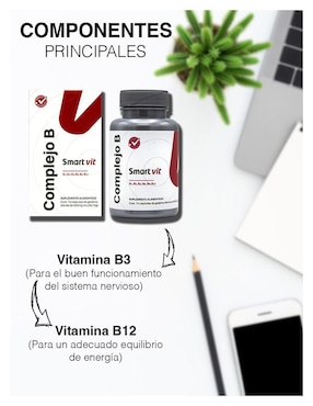 Smart Vit Complejo B 75 cápsulas Suplemento Alimenticio Juveternal con biotina sabor natural de 48 g