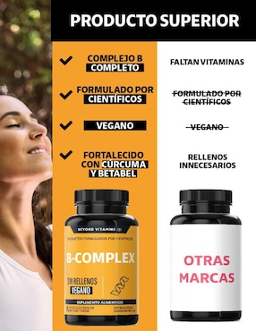 B-Complex Vitaminas Complejo B Beyond Vitamins de 60 cápsulas