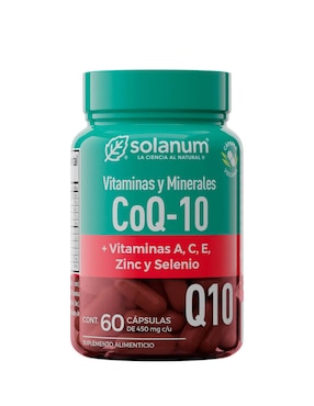 Suplemento alimenticio Coq10 + Vitaminas A, C y E, Zinc y Selenio Solanum con coQ10 de 60 cápsulas