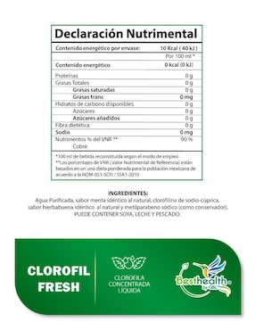 Clorofil Fresh Best Health con concentrado de clorofila sabor menta - hierbabuena de 750 ml