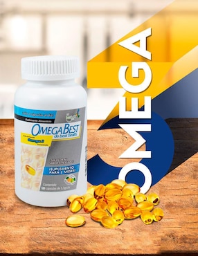 OmegaBest Best Health con omega 3, aceite de salmón, dha y epa sabor mandarina - limón de 120 cápsulas