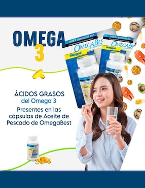 OmegaBest Best Health con omega 3, aceite de salmón, dha y epa sabor mandarina - limón de 120 cápsulas