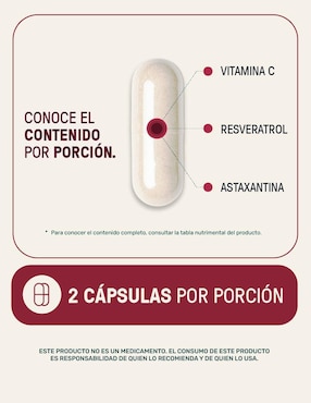 Resveratrol, Astaxantina y Vitamina C Life 360+ Antioxidante de 1024 mg por porción.