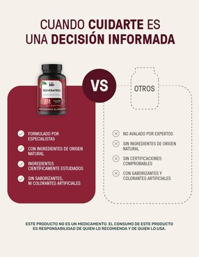Resveratrol, Astaxantina y Vitamina C Life 360+ Antioxidante de 1024 mg por porción.