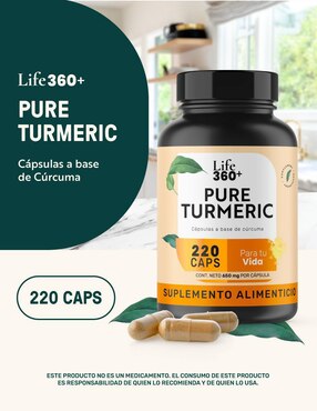 Pure Turmeric: Raíz de Cúrcuma con Estearato de Magnesio Life 360+ Life360+