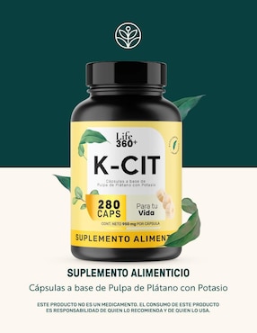 K-Cit: Citrato de Potasio y Pulpa de Plátano Life 360+ Life360+ con citrato de potasio