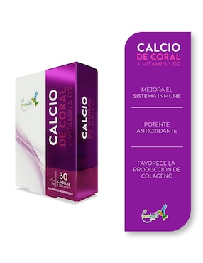 Calcio de Coral + Vitamina D2 Best Health de 30 cápsulas