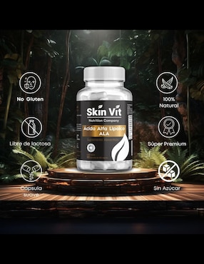 Ácido Alfa Lipoico ALA Skin Vit Nutrition Company con ácido alfa lipoico sabor natural de 60 cápsulas