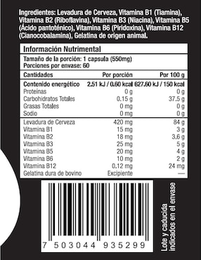 Complejo B Skin Vit Nutrition Company con Complejo B 60 Cápsulas Skin Vit Nutrition Company con vitamina b3 sabor natural de 60 cápsulas