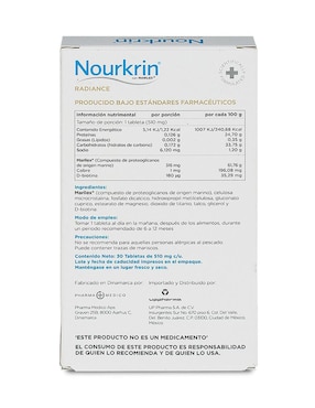 Suplemento alimenticio Radiance Nourkrin con marilex de 30 tabletas
