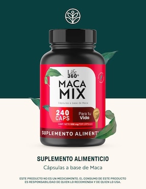 Maca: maca (negra amarilla roja) life 360+ 240 cápsulas life360+ con maca de sin tamaño