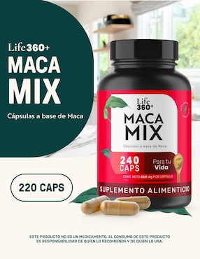 Maca: maca (negra amarilla roja) life 360+ 240 cápsulas life360+ con maca de sin tamaño