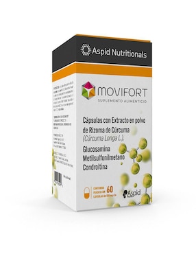 Movifort Movifort con extracto en polvo de rizoma de cúrcuma glucosamina de 60 cápsulas