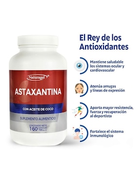 Astaxantina con Aceite de Coco Fraccionado Naturagel con astaxantina de 160 cápsulas