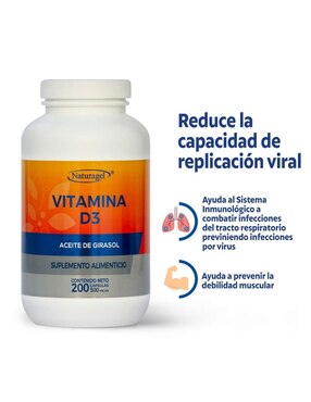 Vitamina D3 Naturagel de 200 cápsulas