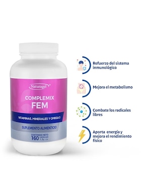 Multivitamínico Complemix Fem con Omega 3 Naturagel con vitaminas y minerales de 160 cápsulas