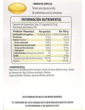 Vitamina E Solanum Solanum de 45 cápsulas