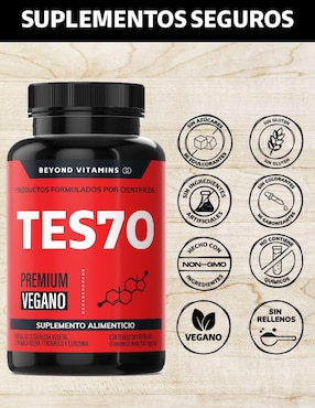 Testo Premium Vegano Beyond Vitamins con fenogreco, maca, l arginina, zinc, vitamina d3, ácido aspártico, l-citrulina y creatina monohidratada de 60 cápsulas