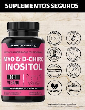 Myo-Inositol y D-Chiro Inositol Vegano Beyond Vitamins de 60 cápsulas