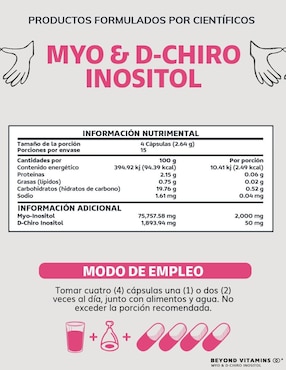 Myo-Inositol y D-Chiro Inositol Vegano Beyond Vitamins de 60 cápsulas
