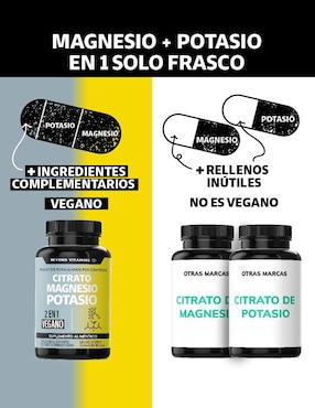 Citrato de Magnesio + Potasio Vegano Beyond Vitamins con citrato de magnesio de 60 cápsulas