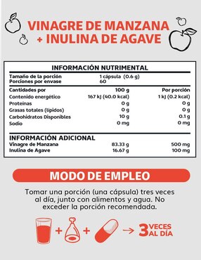 Vinagre de Manzana + Inulina de Agave Beyond Vitamins de 60 cápsulas