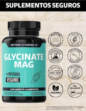 Glicinato de Magnesio, Magnesio y Pimienta Negra estandarizada al 95% Beyond Vitamins de 60 cápsulas