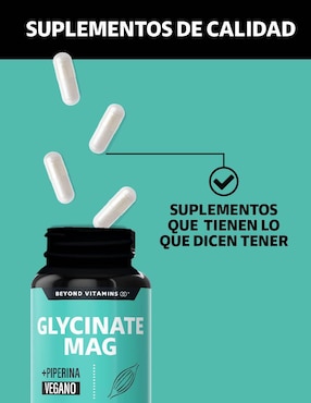 Glicinato de Magnesio, Magnesio y Pimienta Negra estandarizada al 95% Beyond Vitamins de 60 cápsulas