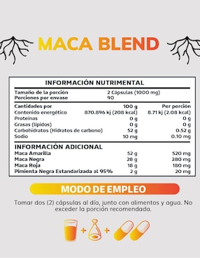 Maca Blend Beyond Vitamins de 180 cápsulas