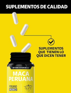 Maca Peruana Beyond Vitamins con maca amarilla, aceite de onagra de 60 cápsulas