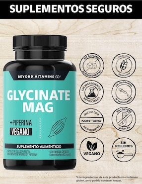 Glicinato de Magnesio, Magnesio y Pimienta Negra estandarizada al 95% Beyond Vitamins de 180 cápsulas