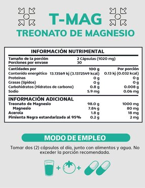 T-MAG Treonato de Magnesio Beyond Vitamins de 60 cápsulas