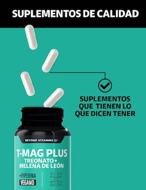 T-MAG Plus Treonato + Melena de León Beyond Vitamins de 60 cápsulas