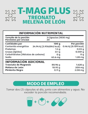 T-MAG Plus Treonato + Melena de León Beyond Vitamins de 60 cápsulas
