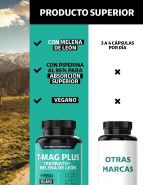 T-MAG Plus Treonato + Melena de León Beyond Vitamins de 60 cápsulas