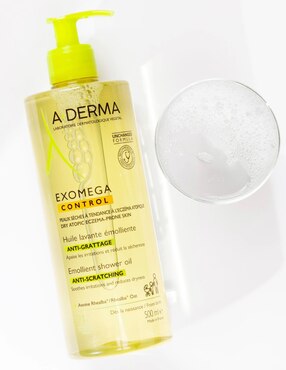 Limpiador rostro y cuerpo Exomega, Aceite De Ducha Emoliente, 500 ml Aderma Exomega Control para calmar la piel