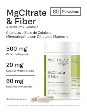 Citrato de Magnesio con Celulosa Microcristalina y Estearato de Magnesio WELLMADE Wellmade con citrato de magnesio