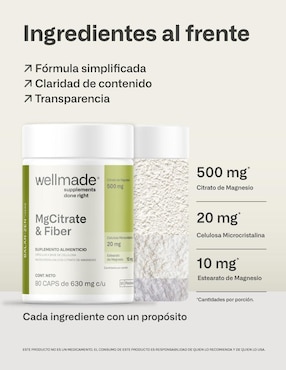 Citrato de Magnesio con Celulosa Microcristalina y Estearato de Magnesio WELLMADE Wellmade con citrato de magnesio
