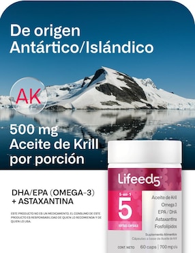 Aceite de Krill + Astaxantina + Omega 3, EPA y DHA LIFEED5 Lifeed5