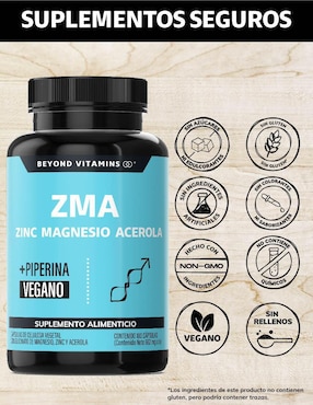 ZMA zinc magnesio acerola Beyond Vitamins de 180 cápsulas