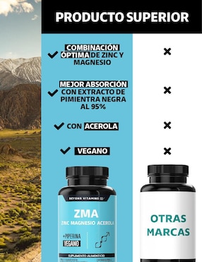ZMA zinc magnesio acerola Beyond Vitamins de 180 cápsulas