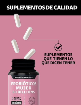 Probióticos mujer 60 Billions + Prebióticos Beyond Vitamins de 60 cápsulas