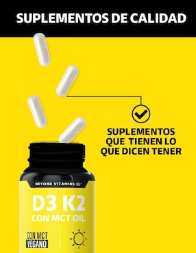 Vitamina D3, Vitamina K2 con MCT Oil Beyond Vitamins de 60 cápsulas