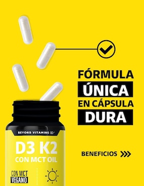 Vitamina D3 Vitamina K2 con MCT Oil Beyond Vitamins de 180 cápsulas